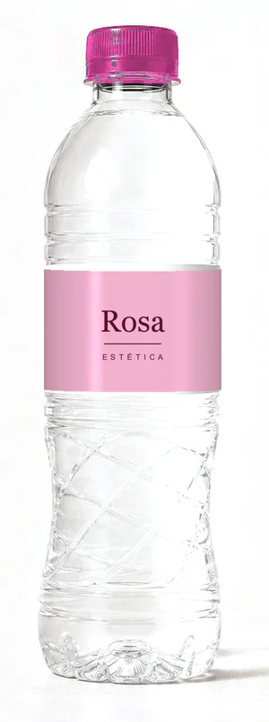 Botella con etiqueta de ejemplo fucsia, tapa fucsia